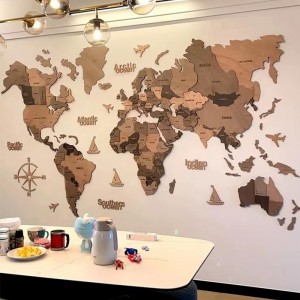 3d wooden world map