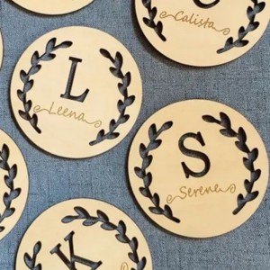 Laser carved cut wooden plywood circle decorative piece