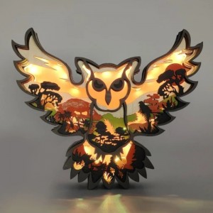 3D animal Owl wooden ornaments